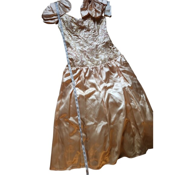 Jessica Mcclintock Gunne Sax Beaded Midi Prom Dress Juniors 9 Peach Drop Waist - Picture 8 of 10